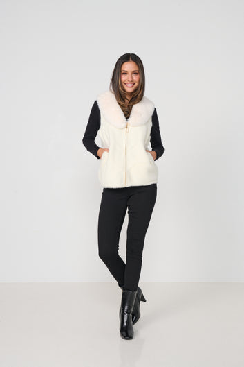 faux fur collar vest