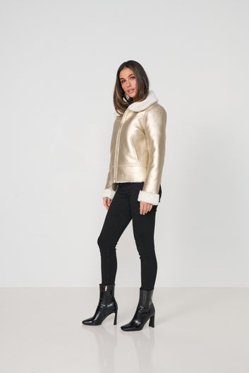 reversible biker jacket with faux fur