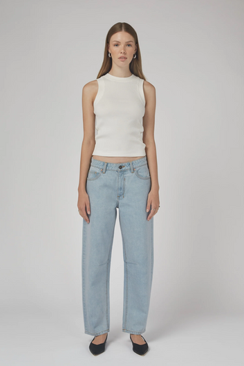 chloe mid rise barrel jeans