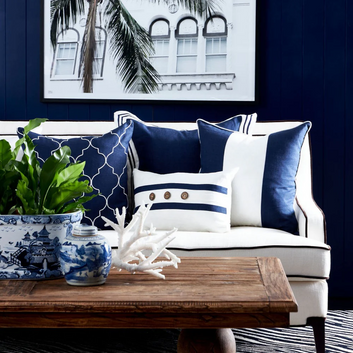 linen milano cushion cover navy 50cm