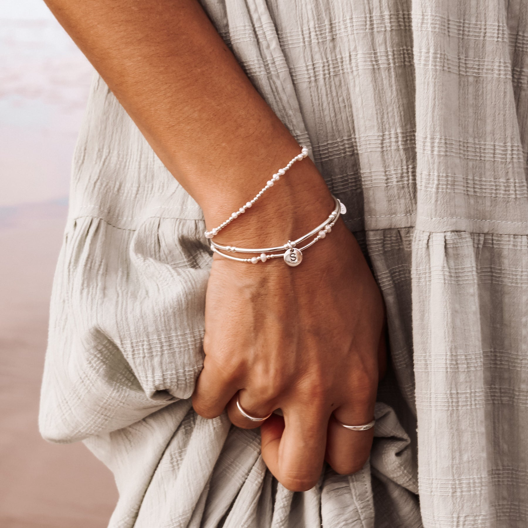 Petals Australia - Alphabet Letter Bracelets - Silver - Haus of Alma