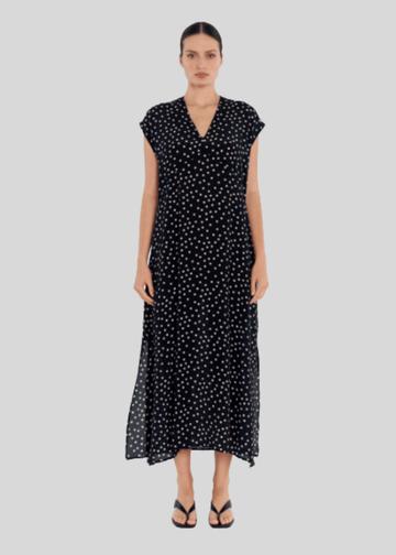 maxi slice dress silk