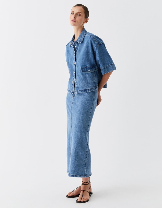 fynn denim skirt - blue - Haus of Alma