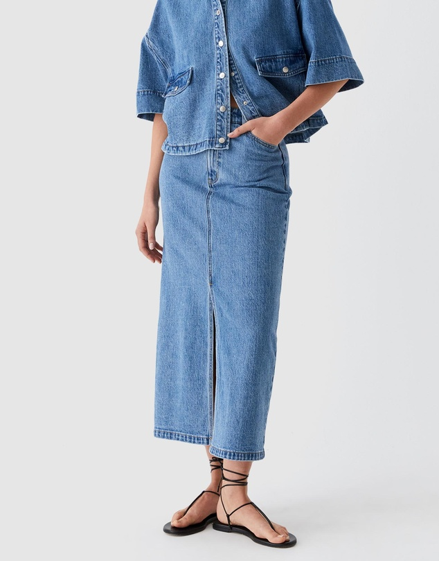 fynn denim skirt - blue - Haus of Alma