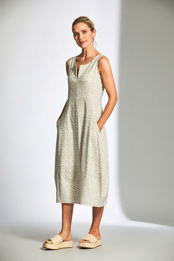 tech print dress - sand