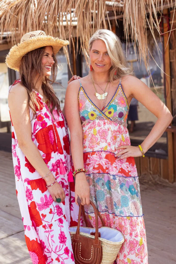 White Pink Flower Dress