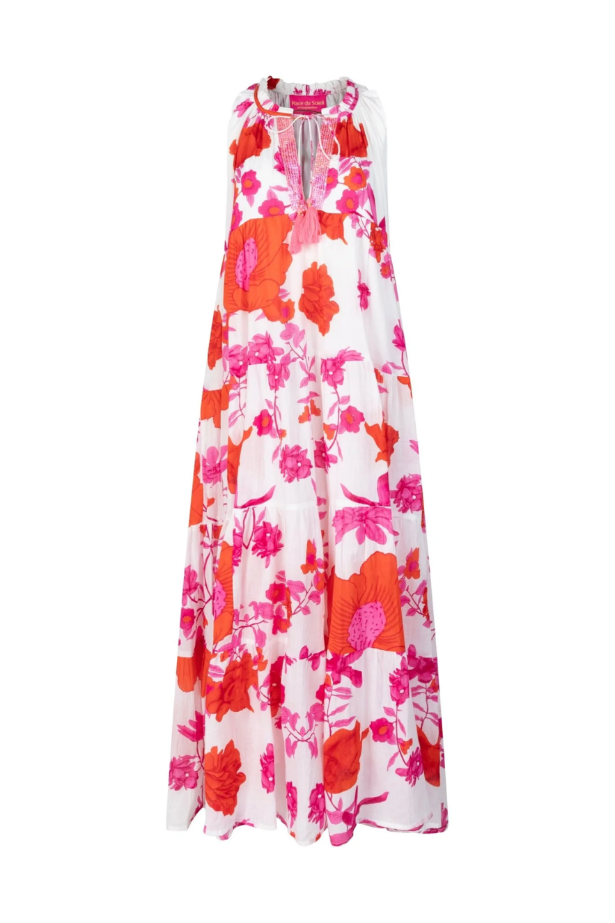 White Pink Flower Dress - Haus of Alma