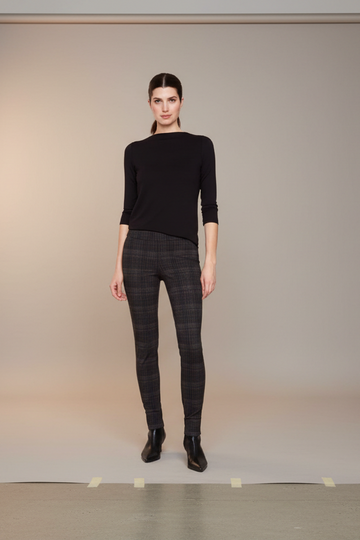 dark plaid full length ponte pant