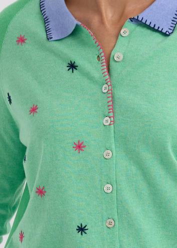 blossoms handwork cardi - spearmint