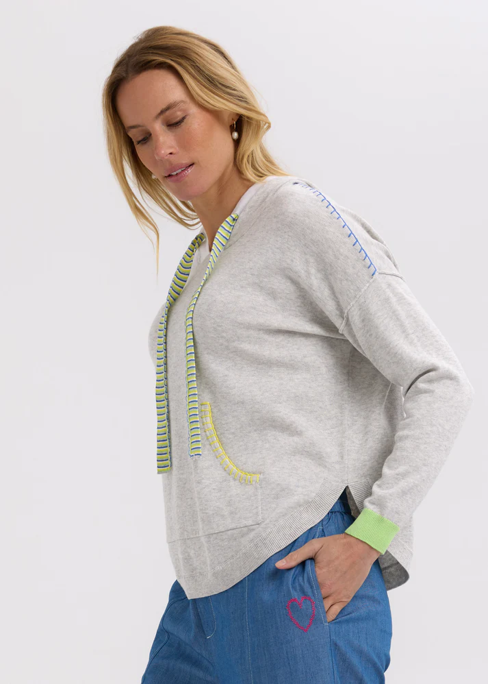 joey pocket hoodie - light marle - Meg & Me Boutique & Espresso