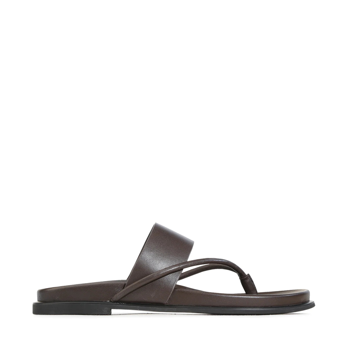 EOS Nalea leather thong slide in Chestnut - side profile