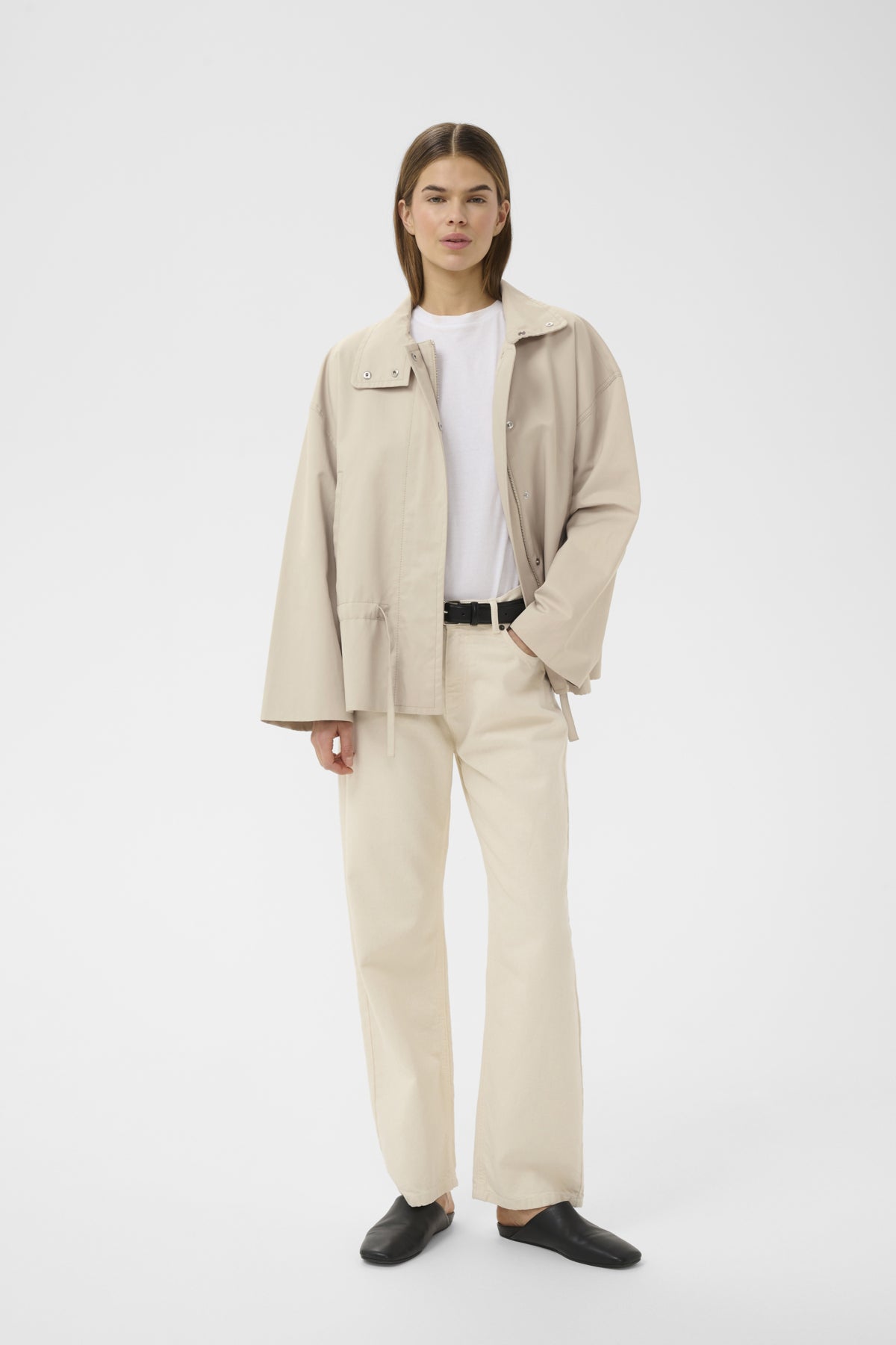 Haus of Alma InWear Gracelynniw Jacket in Chateau Gray - drawstring-waist zip jacket, view 03