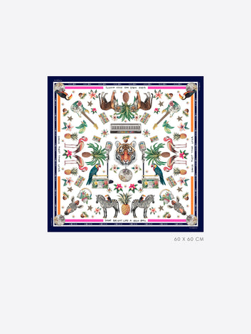 Vilagallo Jungle Disco Medium Silk Scarf flat lay, 60 x 60 cm Shine Bright Like A Disco Ball print