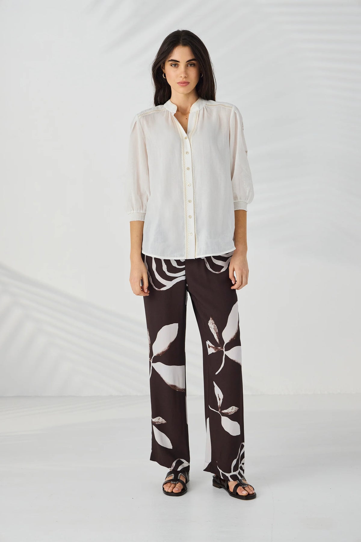 Lania Chloe Shirt in Off White, styled with the Lania Maple Pant