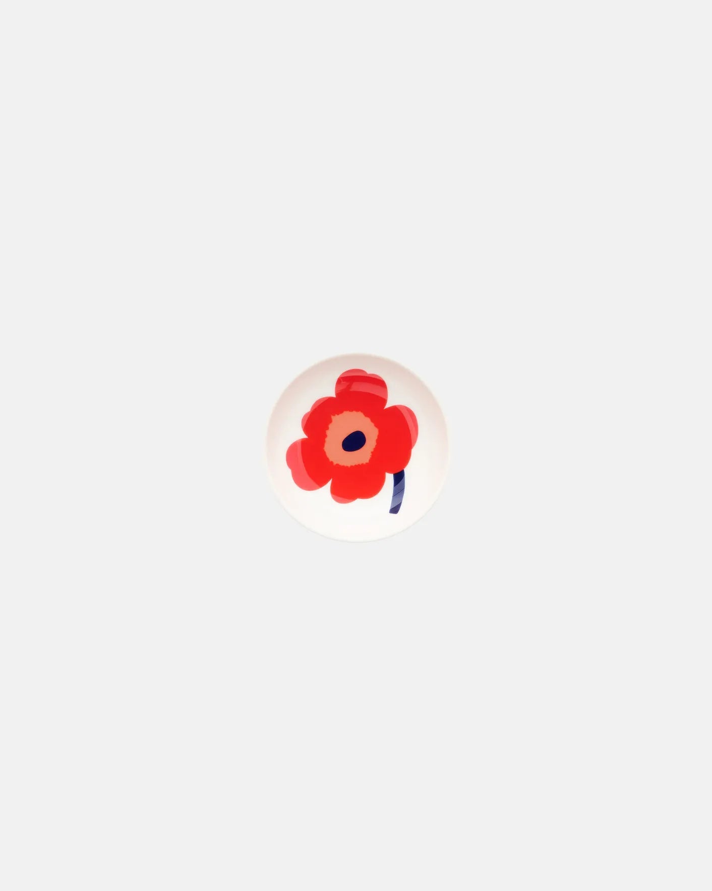 Marimekko Unikko Oiva deep dish, 9cm, white stoneware with red poppy print