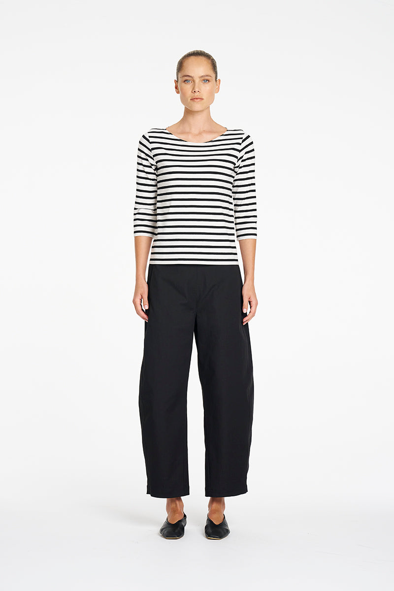 Mela Purdie Barrel Leg Pant in Black, Gravitene fabric – side view