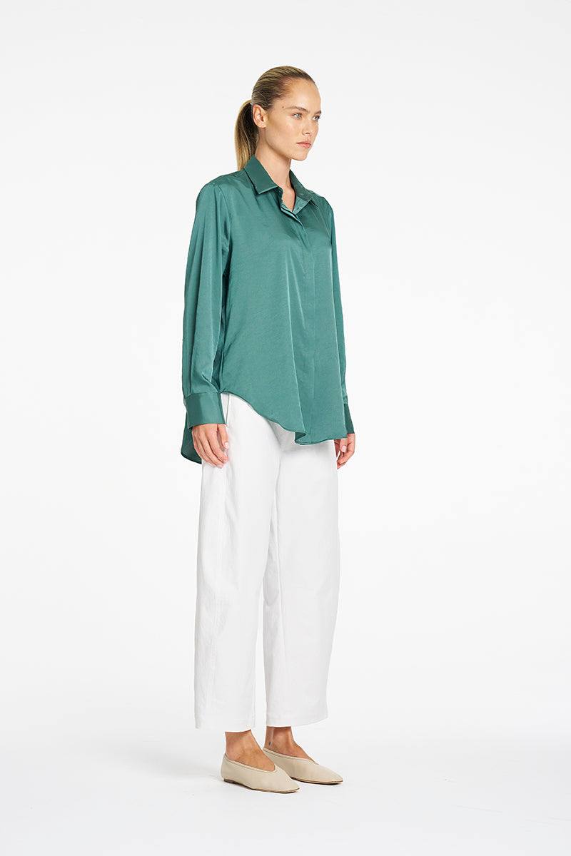 Mela Purdie Barrel Leg Pant in Ivory, Gravitene fabric – side view
