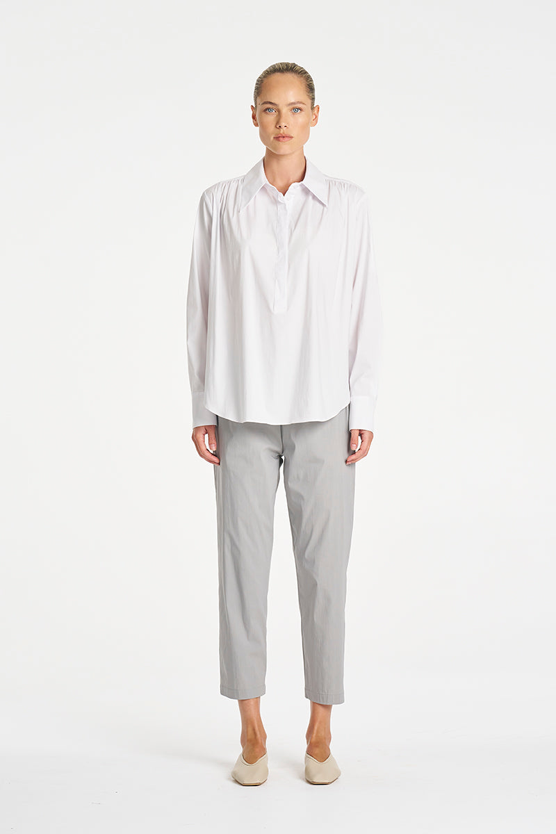 Mela Purdie Pioneer Shirt in White, Microprene fabric – front view