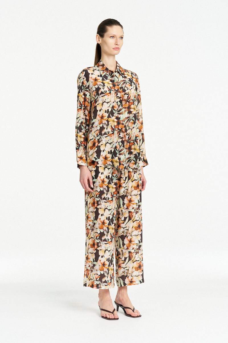 Mela Purdie Soft Shirt Silk in Mint Floral – side view