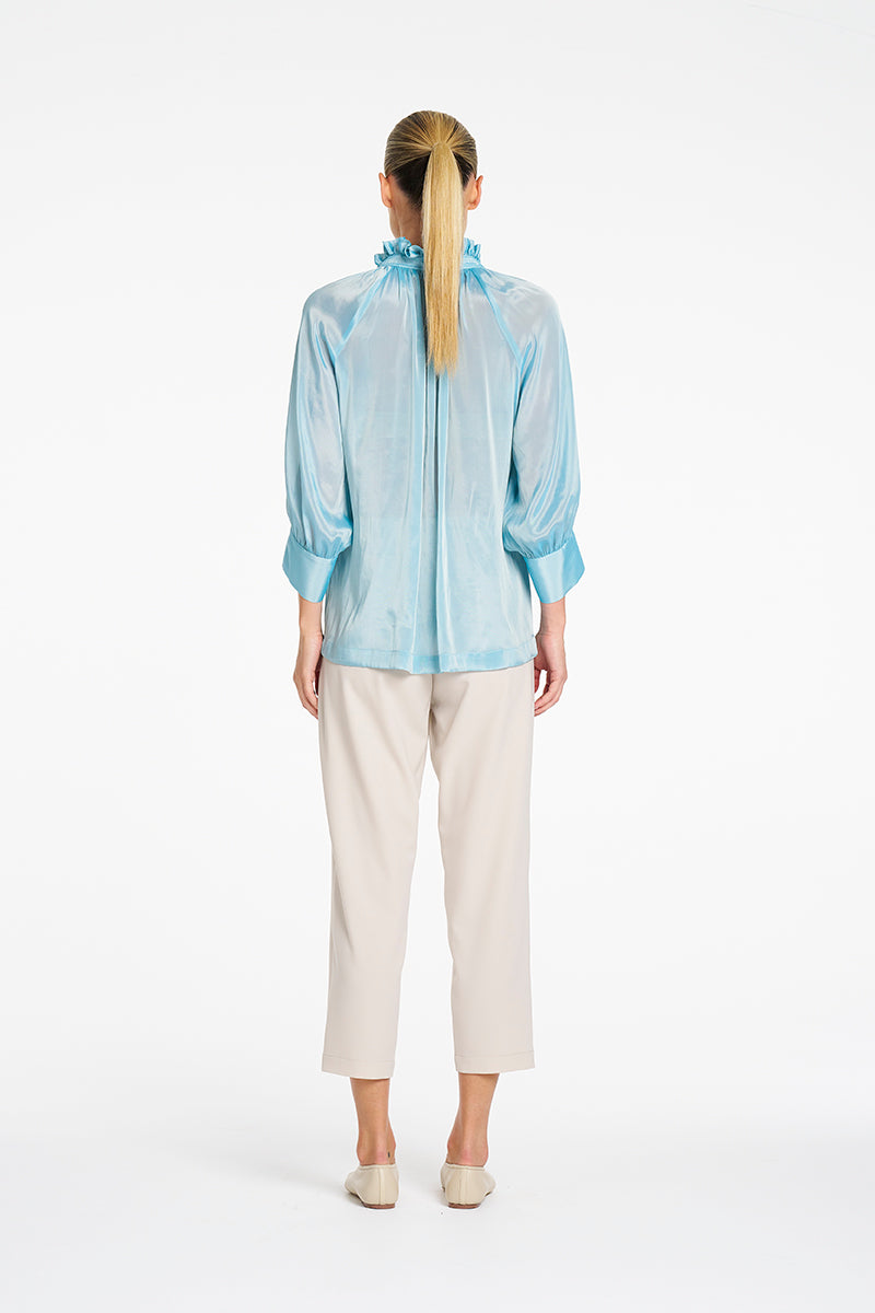 Mela Purdie Tapered Flat Pant in Willow, Flex Weave fabric – detail view