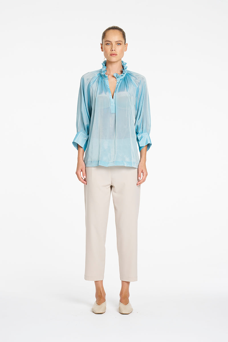 Mela Purdie Tapered Flat Pant in Willow, Flex Weave fabric – front view