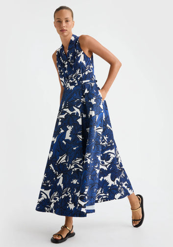 Morrison Sadie Wrap Dress in Print, worn - front showing the full swing skirt