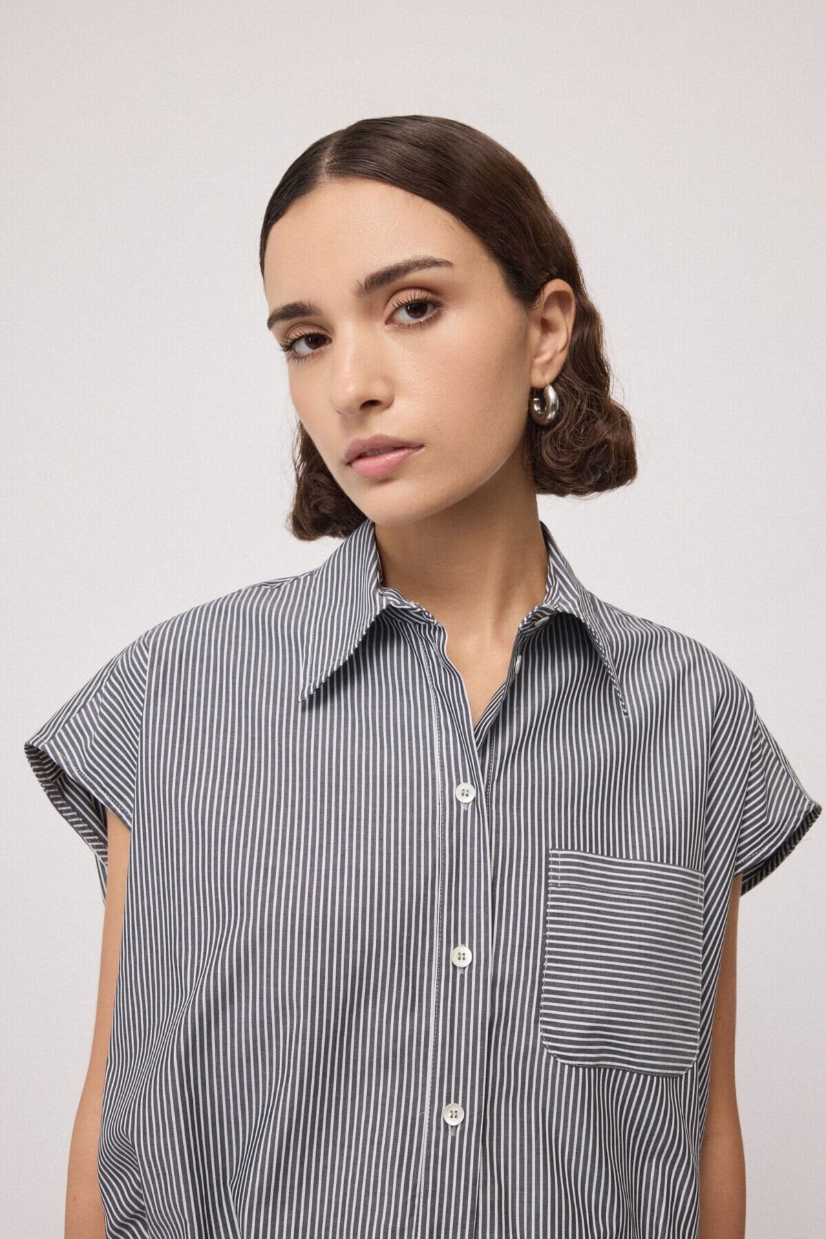 Ottod'Ame Balloon-Effect Shirt Top, Var.Unica stripe, styled view – Haus of Alma
