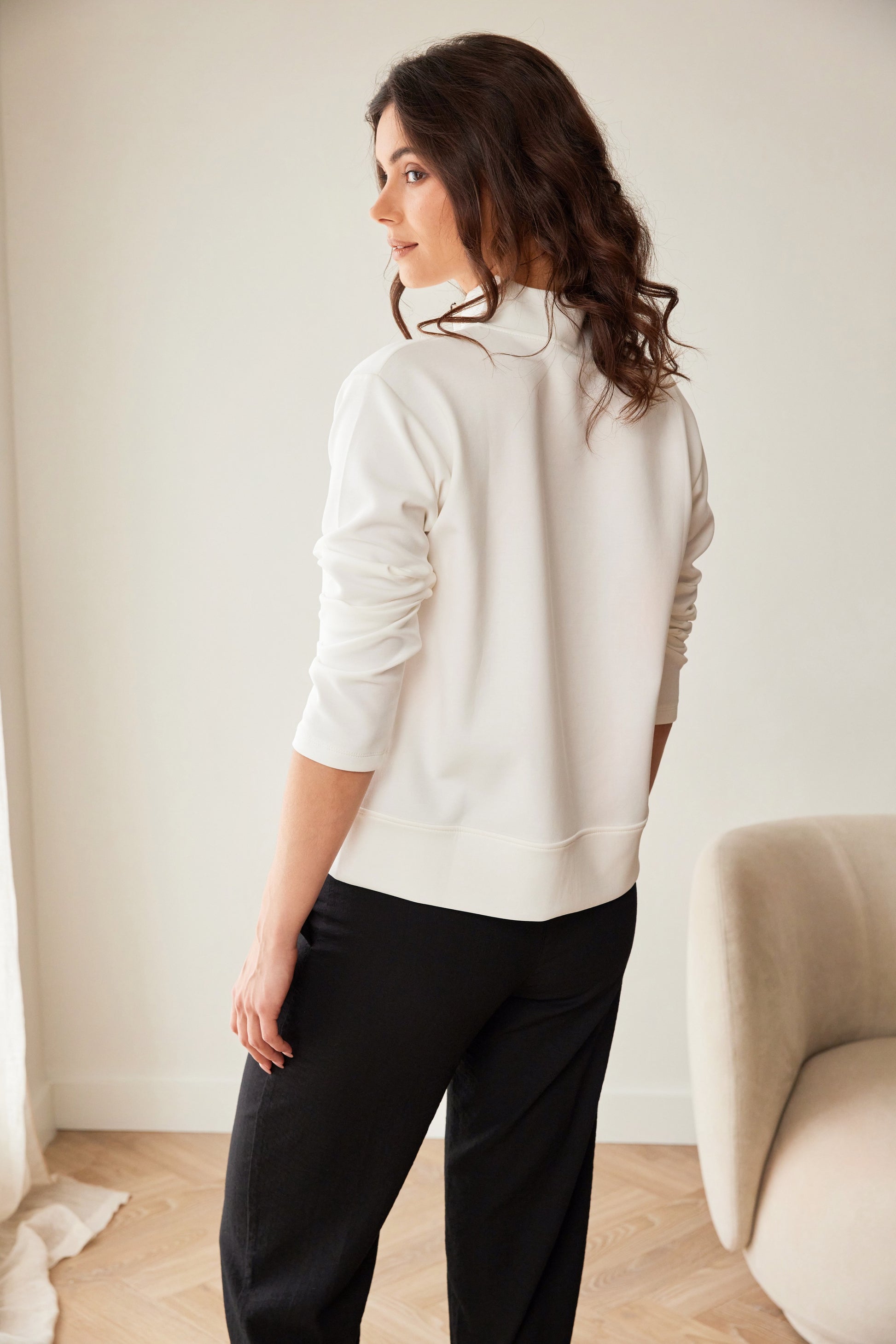 Peruzzi Contrast Pocket Jacket in Ecru and Black