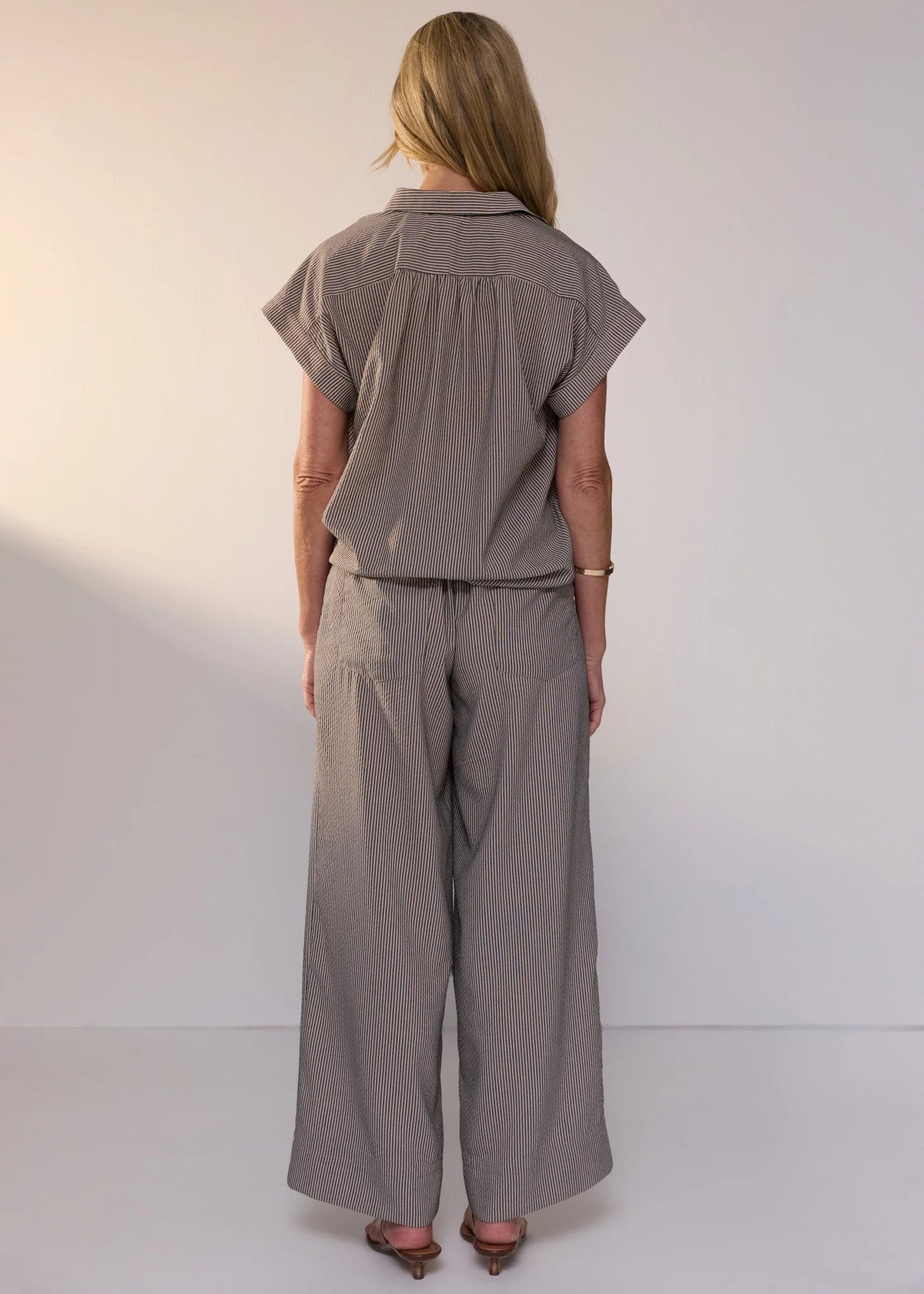 POL Clothing Dylan Pant in Shadow Stripe, worn - back