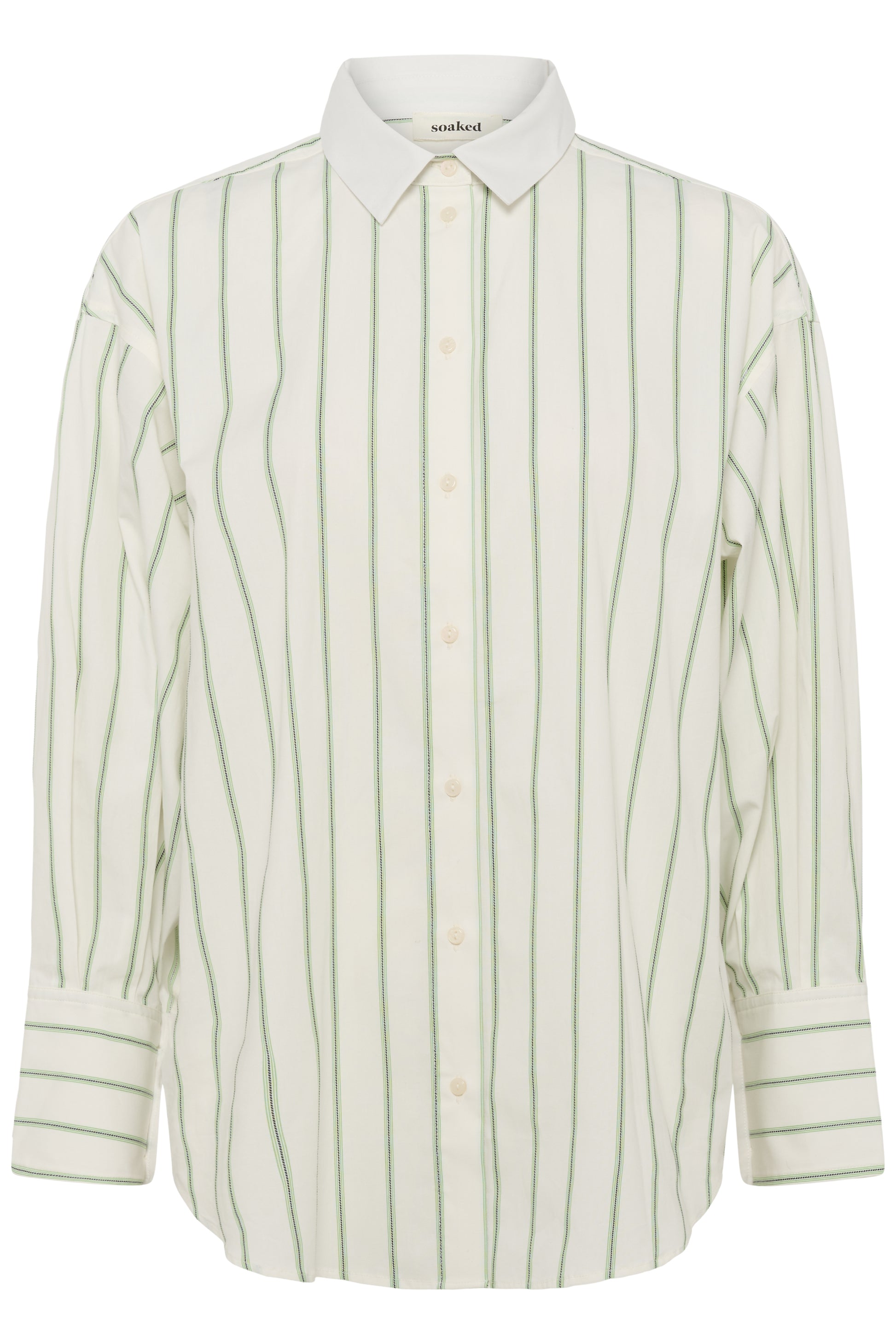 Soaked in Luxury Noelle Striped Shirt in Vibrant Green and White Stripe