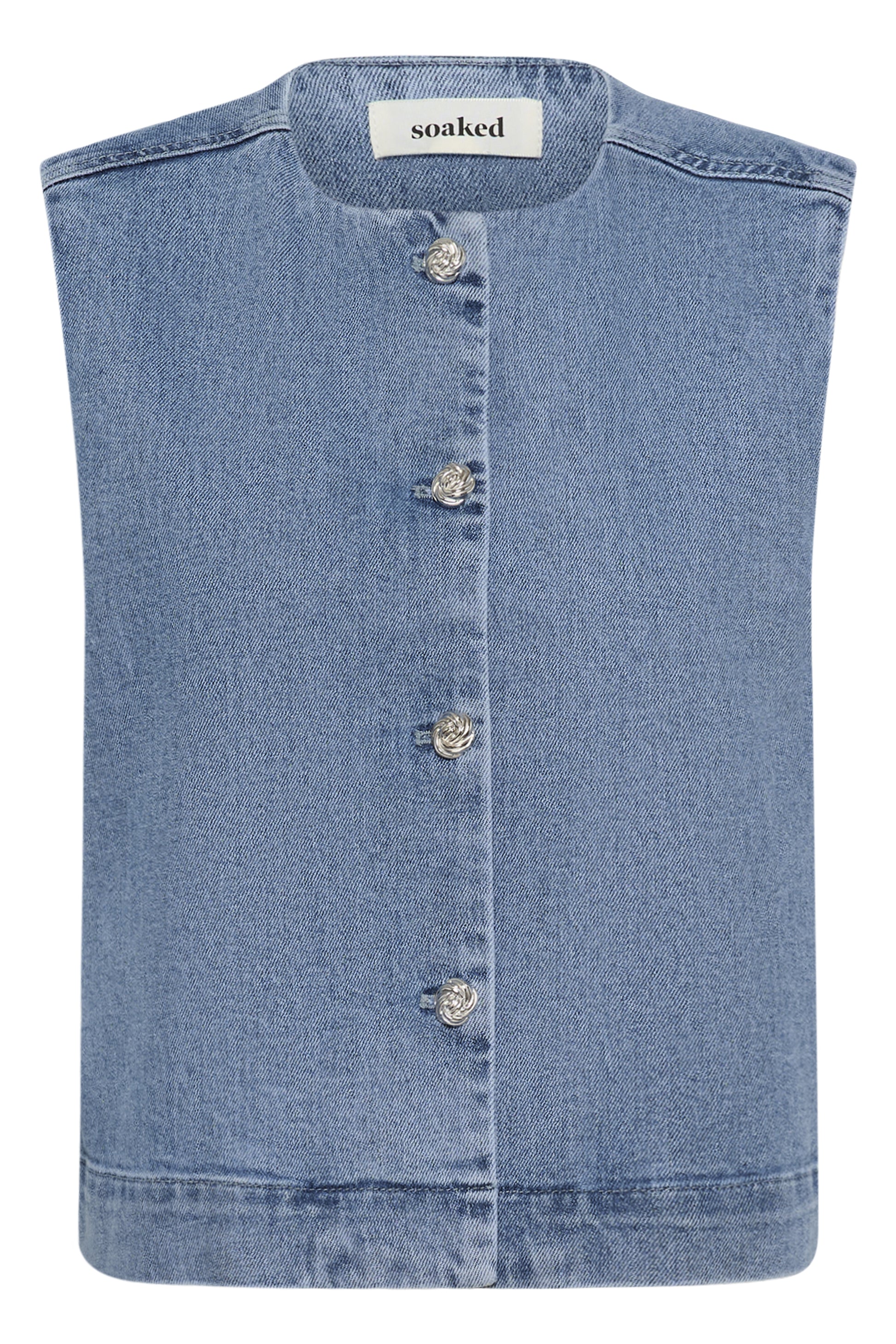Soaked in Luxury Rinatina Waistcoat in Medium Blue Denim