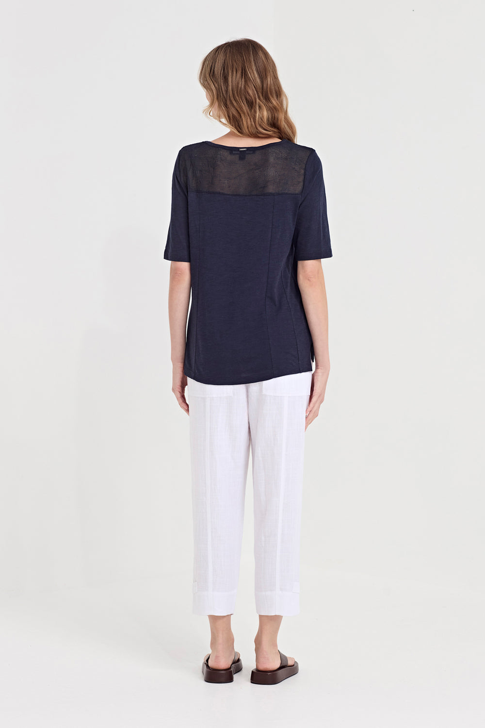 Verge Bounty Pant in White, worn - back
