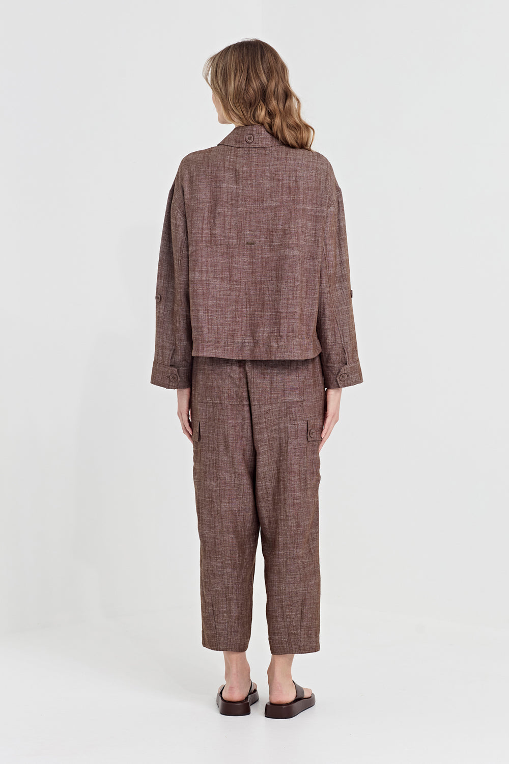 Verge True Jacket in Cocoa, worn - back